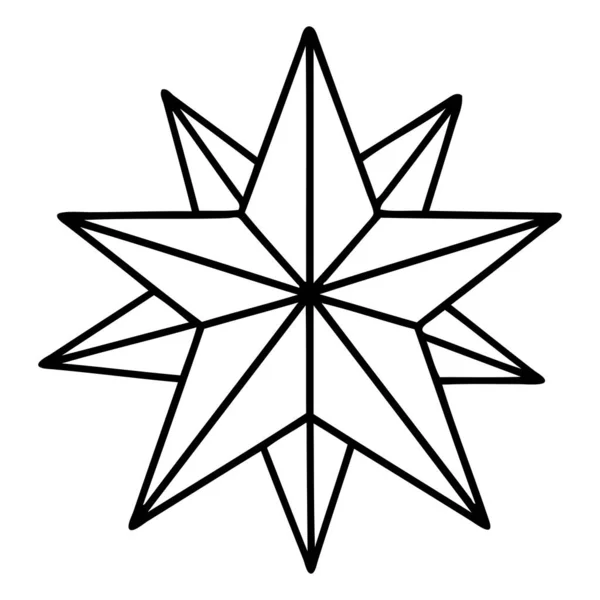 Tattoo Black Line Style Star — Stock Vector