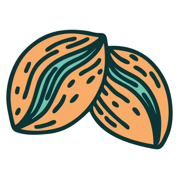 コーヒー豆の象徴的なタトゥースタイルのイメージ — ストックベクタ