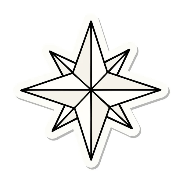 Etiqueta Tatuagem Estilo Tradicional Uma Estrela — Vetor de Stock