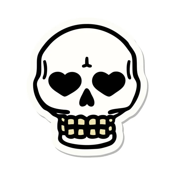 Tätowiersticker Traditionellen Stil Eines Totenkopfes — Stockvektor