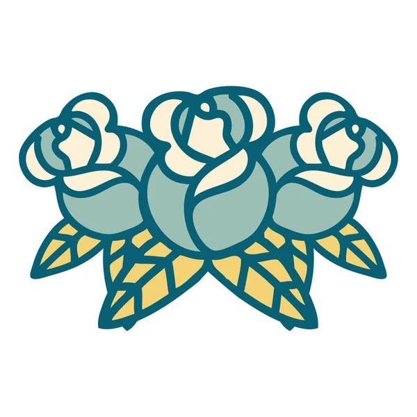 Image Emblématique Style Tatouage Bouquet Fleurs — Image vectorielle