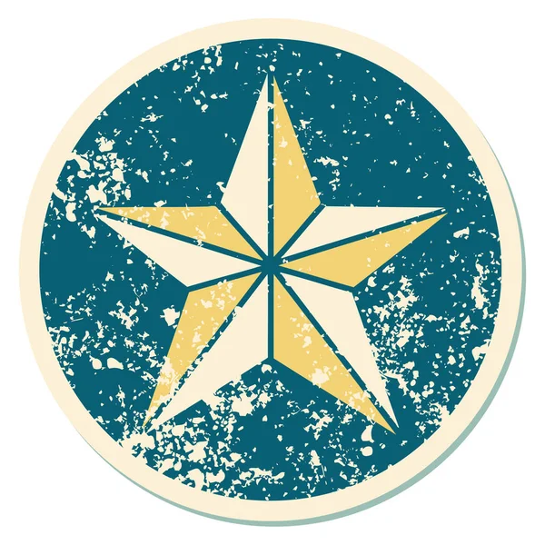 Iconic Distressed Sticker Tattoo Style Image Star — Stock Vector