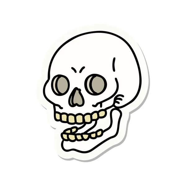 Sticker Tattoo Traditional Style Skull — Stock Vector