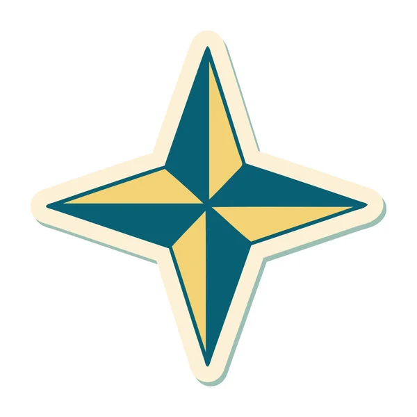 星のシンボルの伝統的なスタイルでタトゥーのステッカー — ストックベクタ