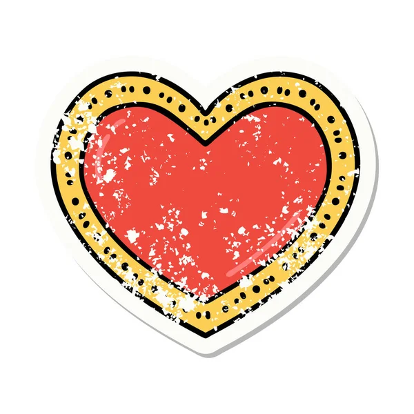 Distressed Sticker Tattoo Traditional Style Heart — Stock Vector