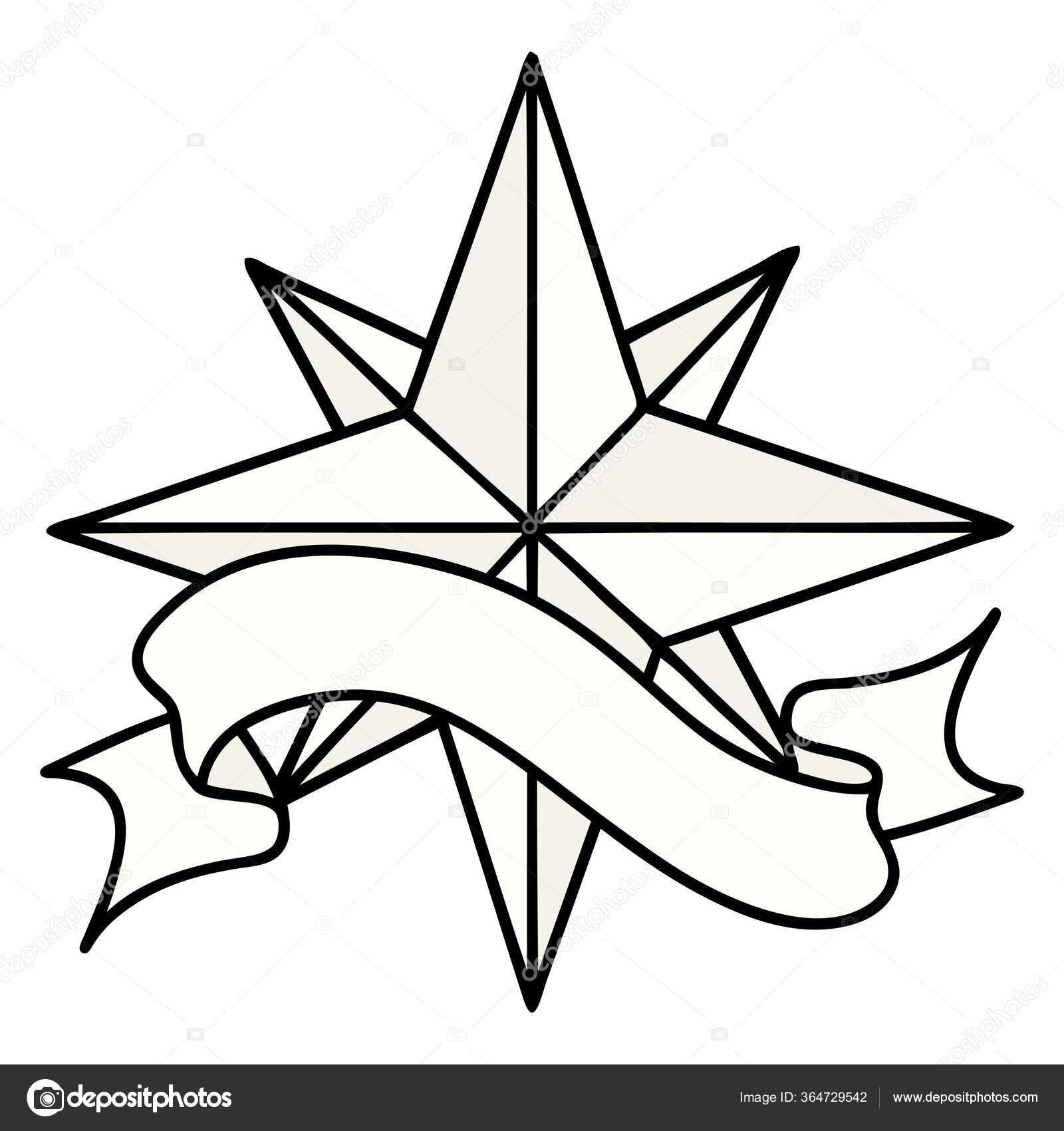 Tatuagem Tradicional Com Banner Uma Estrela Vetor de ©lineartestpilot  364729542, image size:1600x1700