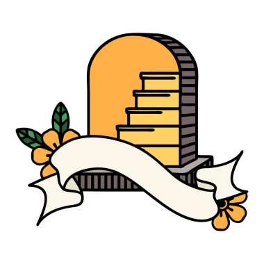 Mezar taşının bayrağıyla geleneksel dövme