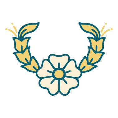 Dekoratif bir çiçeğin ikonik dövme şekli