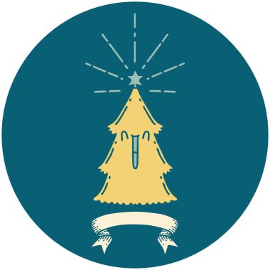 Yıldız dövmeli bir yılbaşı ağacının simgesi