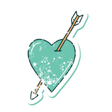 ok ve kalbin sembolik depresif dövme görüntüsü