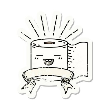 Dövme tarzı tuvalet kağıdı karakterinin eski bir çıkartması.