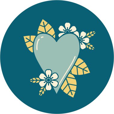 Botanik bir kalbin ikonik dövme görüntüsü