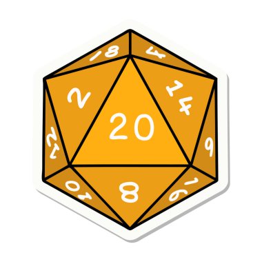 Doğal bir 20 D20 zar atmanın çıkartması.