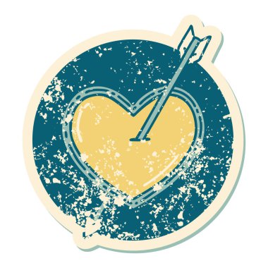 ok ve kalbin sembolik depresif dövme görüntüsü