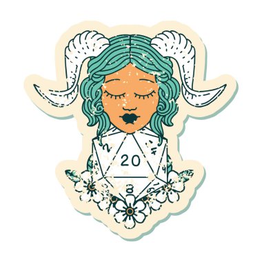 Doğal yirmilik zarla süslenmiş grunge çıkartması.