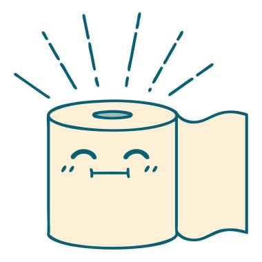 Geleneksel dövmeli tuvalet kağıdı karakteri çizimi