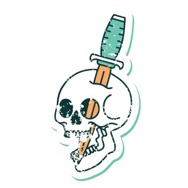 Bir kafatasının sembolik depresif dövme görüntüsü