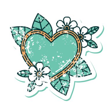 Botanik bir kalbin sembolik depresif dövme görüntüsü