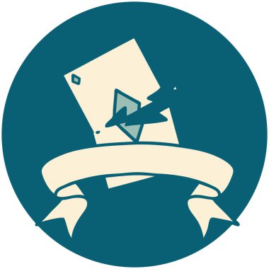 Yırtık kart pankartıyla dövme biçimi simgesi