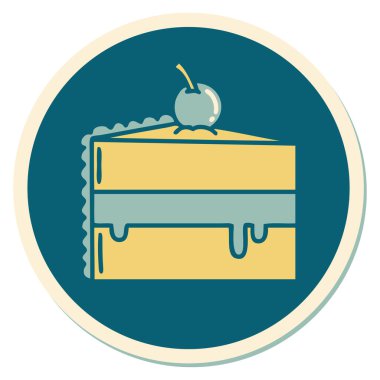 Geleneksel çikolatalı pasta stili dövme çıkartması.