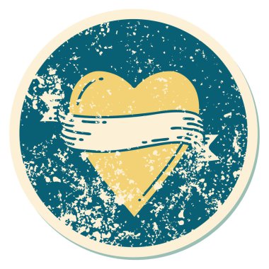 ikonik sıkıntılı çıkartma dövme stili bir kalp ve bayrak