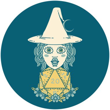 Retro Dövme Tarzı Doğal 20 zarlı İnsan Cadısı