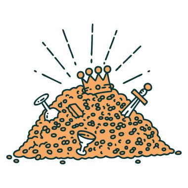 Geleneksel dövmeli altın yığını.