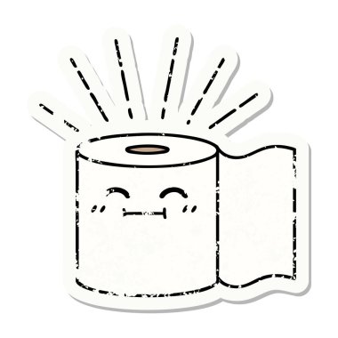 Dövme tarzı tuvalet kağıdı karakterinin eski bir çıkartması.