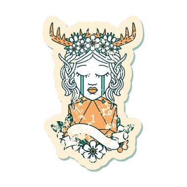 Retro Dövme Tarzı Ağlayan Elf Karakteri Yüzü