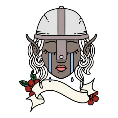 Retro Dövme Tarzı Ağlayan Elf Savaşçısı karakteri