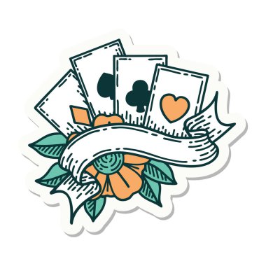 Geleneksel kart ve pankart stili dövme etiketi