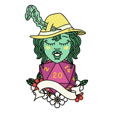 Retro Dövme Tarzı. 20 zarlı yarım ork ozanı şarkısı.