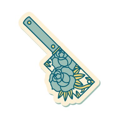 Satır ve çiçeklerin geleneksel stiliyle dövme çıkartması