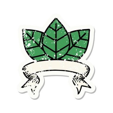 Yaprak sancağı olan eski bir etiket.