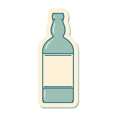 Geleneksel bir şişe stiliyle dövme çıkartması.