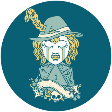 Retro Dövme Biçimi Ağlayan Ork Ozan Karakteri