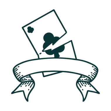 Yırtık kart pankartıyla geleneksel dövme