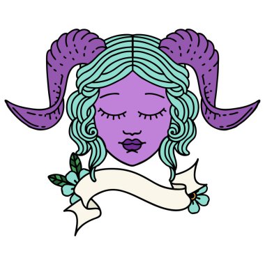 Retro Dövme Biçimi tiefling karakter yüzü 