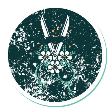 Berber makas ve çiçeklerin sembolik dövmeli resmi