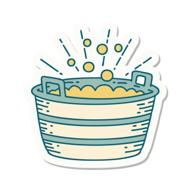 Dövme stili teneke banyo etiketi.