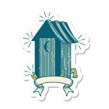 Dövme stili açık hava tuvaletinin çıkartması.