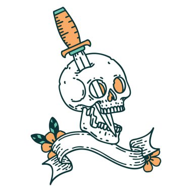 Kafatası dövmeli geleneksel dövme