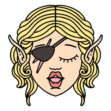 Retro Dövme Tarzı Elf düzenbaz karakter yüzü