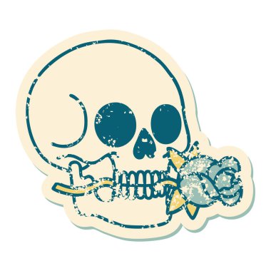 Bir kafatasının sembolik depresif dövme görüntüsü