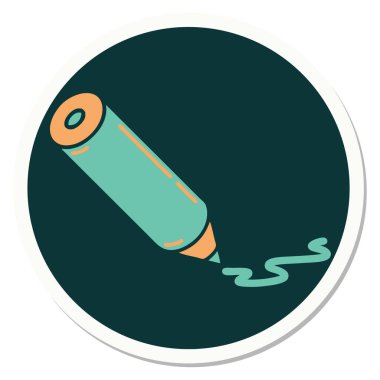 Geleneksel renkli kalem stili dövme etiketi