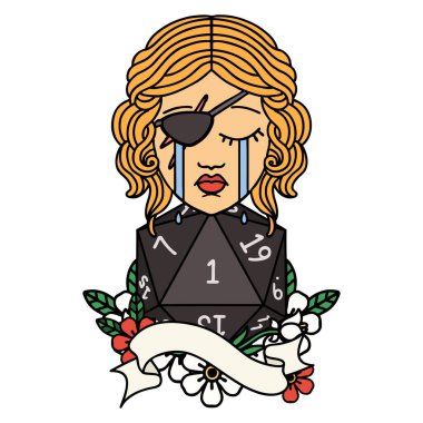 Retro Dövme Tarzı Ağlayan İnsan D20 ruloyla