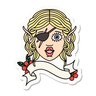 Cüce karakter suratlı bir elf çıkartması