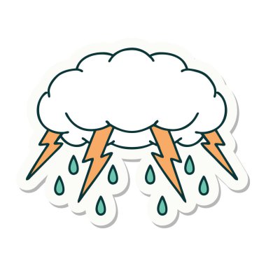 Geleneksel bir fırtına bulutu stiliyle dövme çıkartması