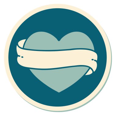 Geleneksel kalp ve bayrak stiliyle dövme çıkartması