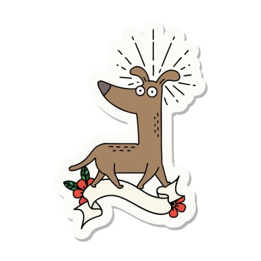 Dövme stili süpriz köpek çıkartması.